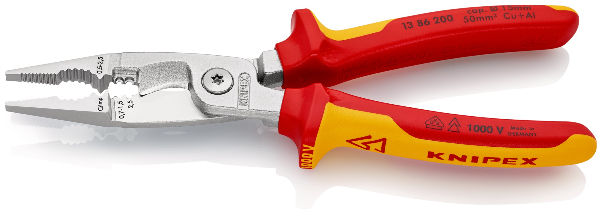 Knipex Alicate multifunción para instaladores con mangos bicomponentes aislados 200 mm