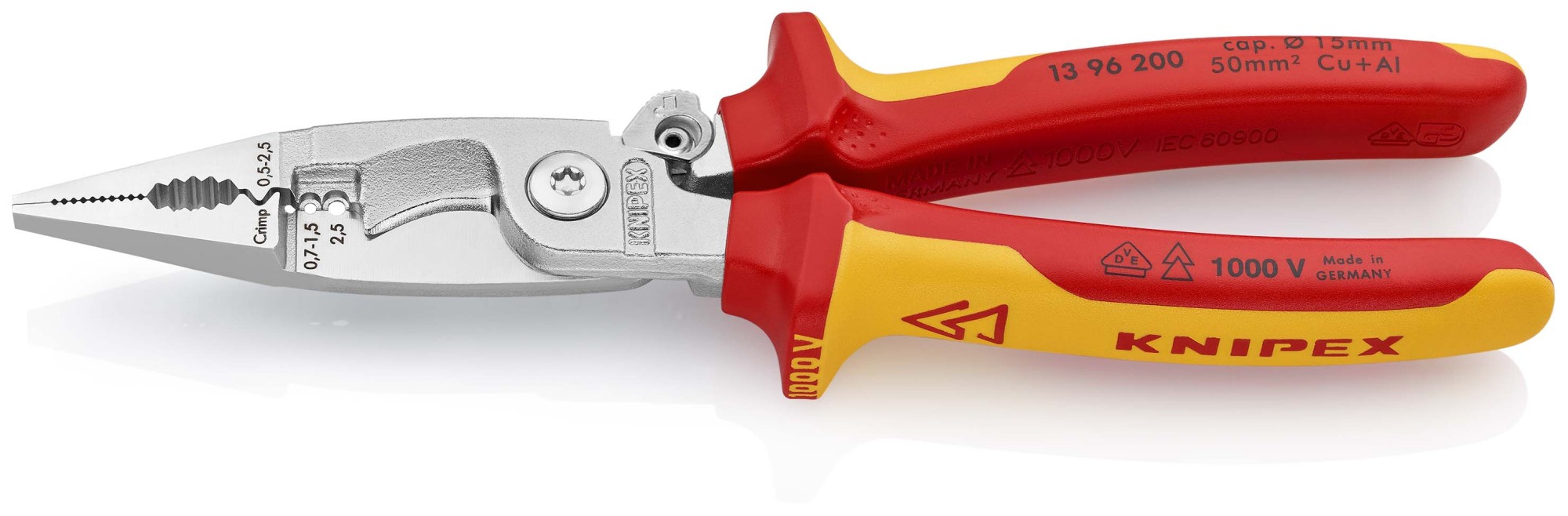 Knipex Alicate multifunción para instaladores con mangos bicomponentes aislados 200 mm
