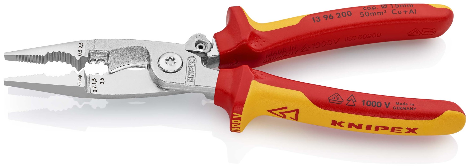 Knipex Alicate multifunción para instaladores con mangos bicomponentes aislados 200 mm