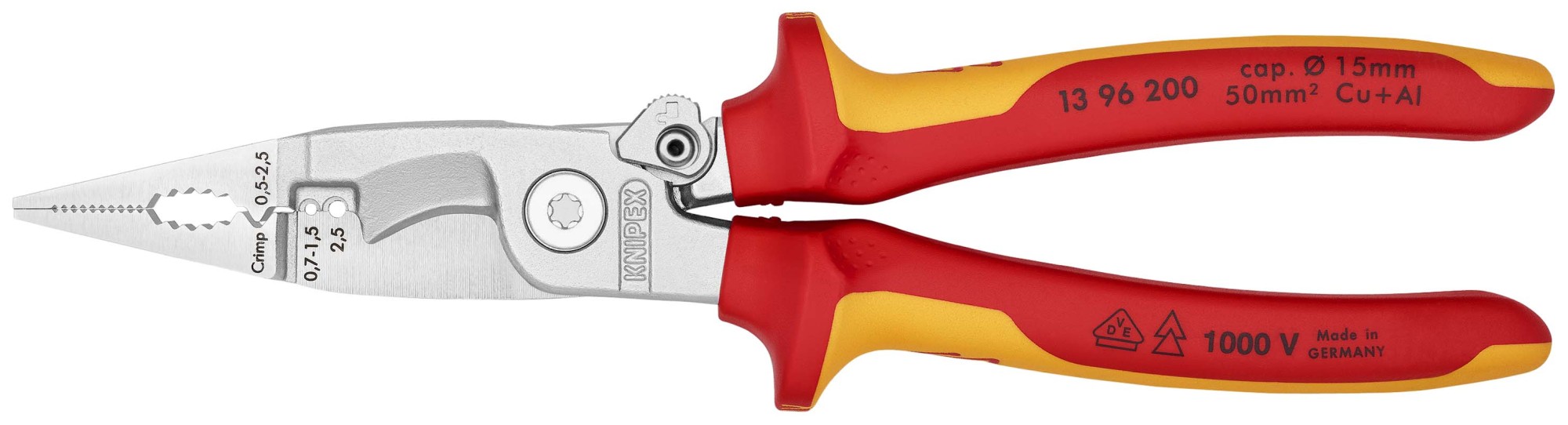 Knipex Alicate multifunción para instaladores con mangos bicomponentes aislados 200 mm
