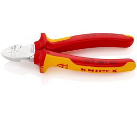 Knipex Alicate de corte diagonal con pelacables con mangos bicomponentes aislados