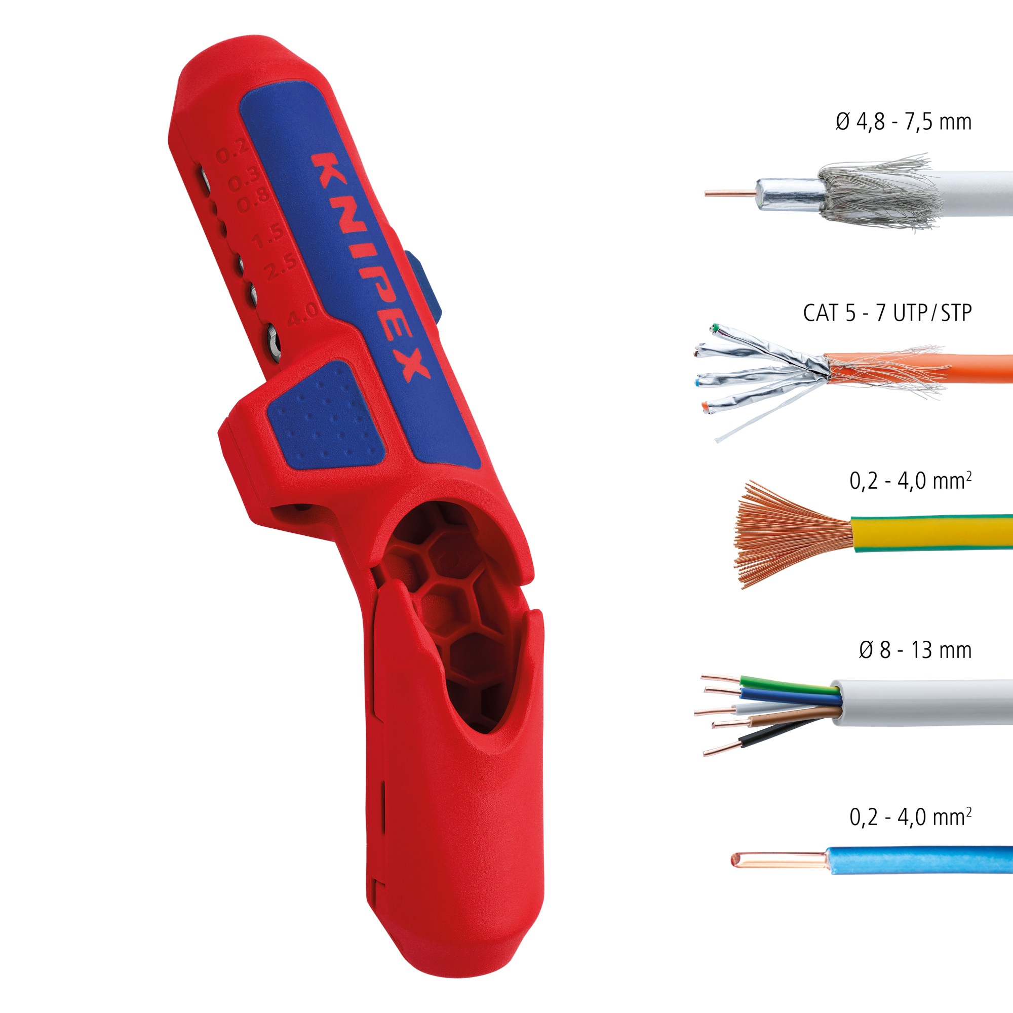 Knipex Pelacables universal ErgoStrip 135 mm