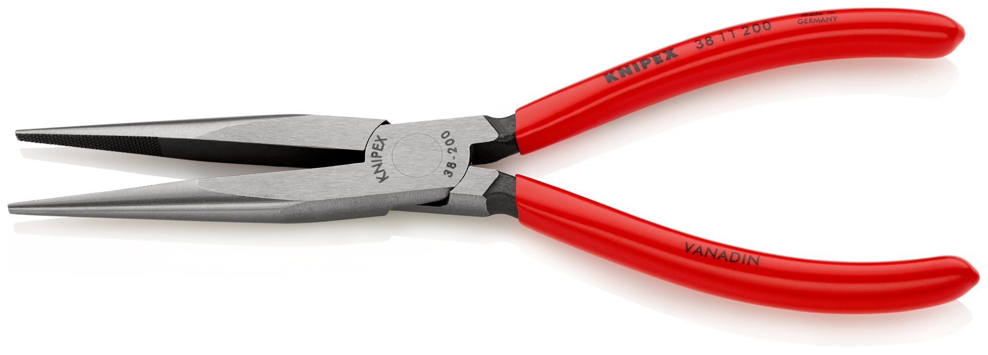 Knipex Alicate para mecánicos, bocas rectas semiredondas - con mangos recubiertos de plástico 200 mm