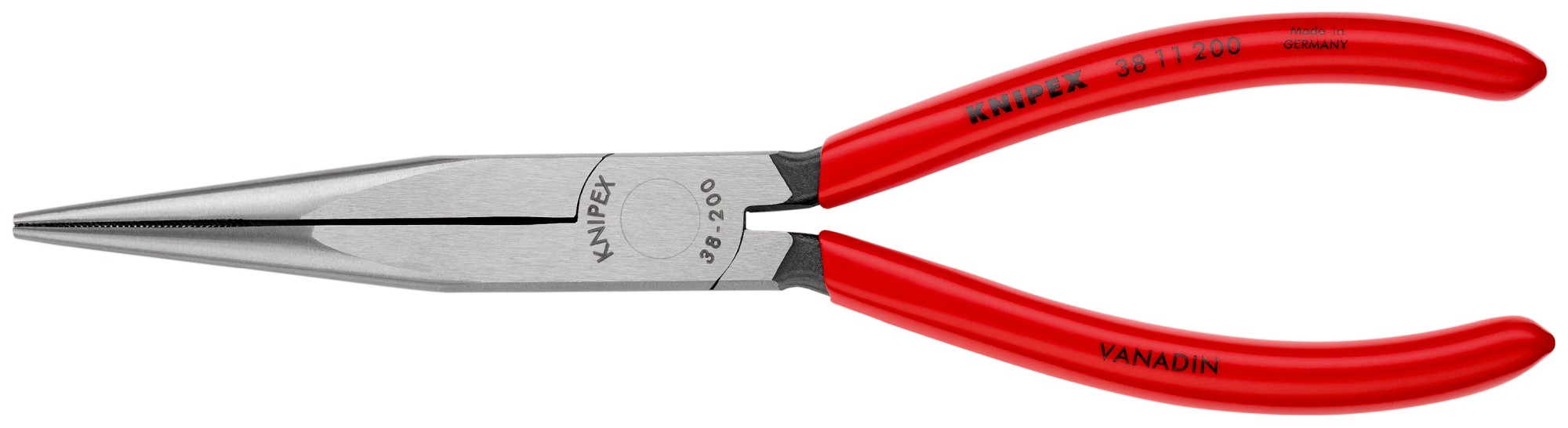 Knipex Alicate para mecánicos, bocas rectas semiredondas - con mangos recubiertos de plástico 200 mm