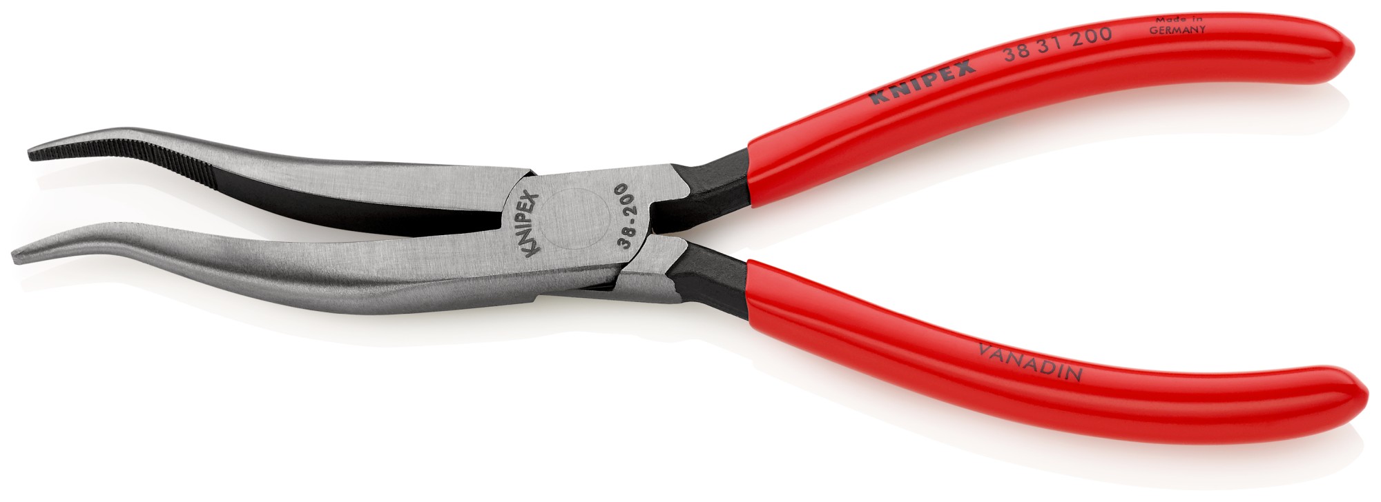 Knipex Alicate para mecánicos, bocas en forma de palomilla semiredondas - con mangos recubiertos de plástico 200 mm