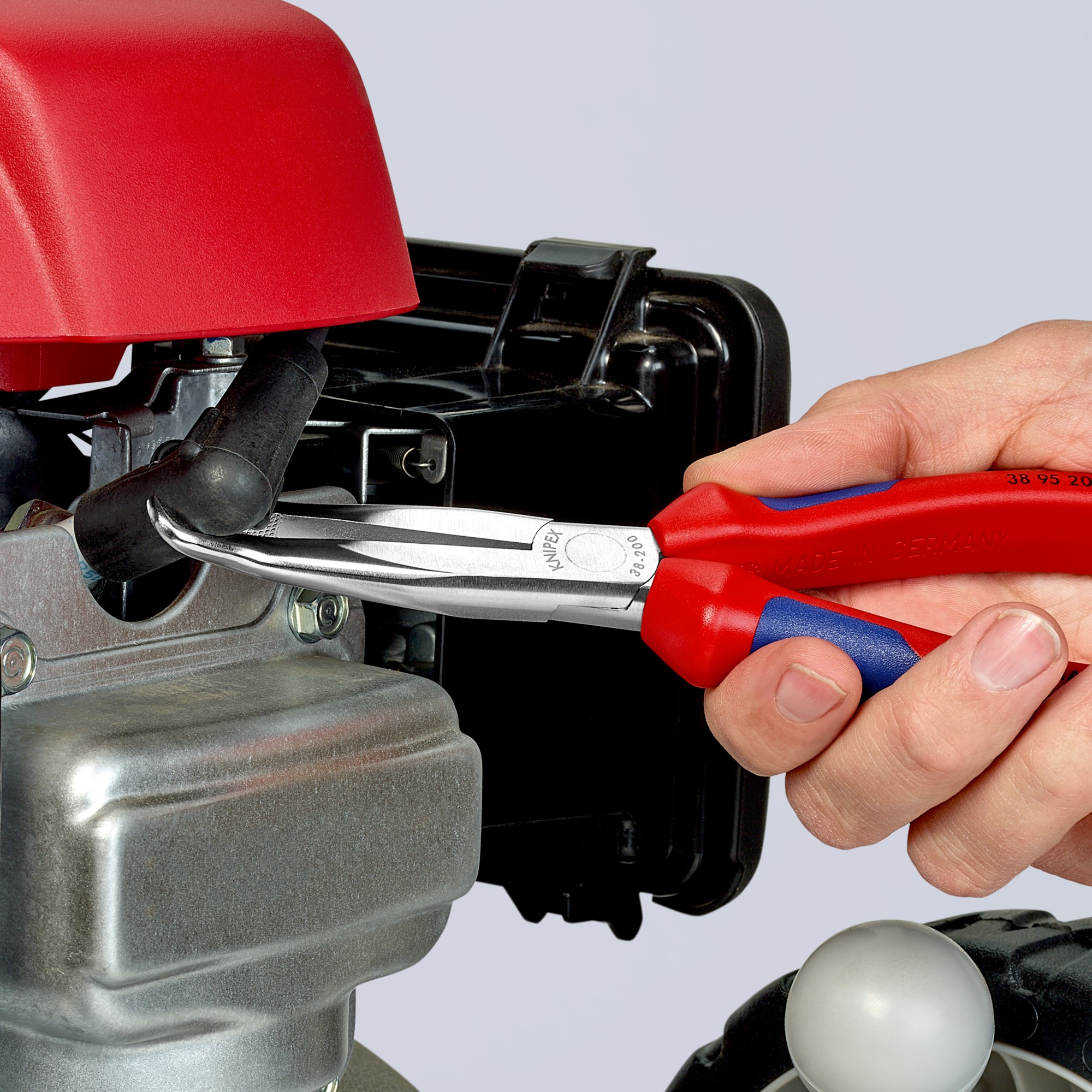 Knipex Alicate para mecánicos, bocas 45º semiredondas para extraer bujías - con mangos bicomponentes 200 mm