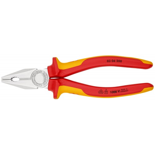 Knipex Alicate universal con mangos bicomponentes aislados 200 mm