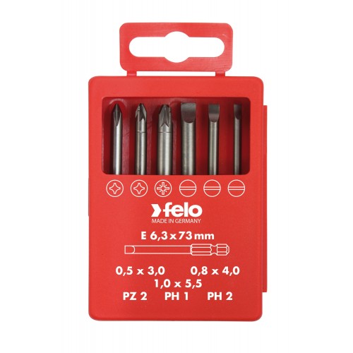 Felo Juego de puntas PROFI E6,3X73mm. 6-pcs. SL/PZ/PH