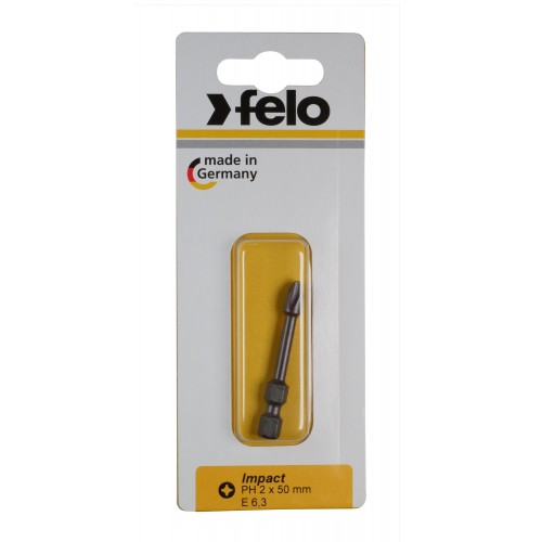 Felo Blister 1 punta atornillador Phillips (PH) IMPACT E6,3x50mm. PH 2