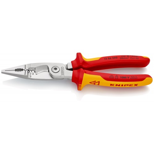 Knipex Alicate multifunción para instaladores con mangos bicomponentes aislados 200 mm