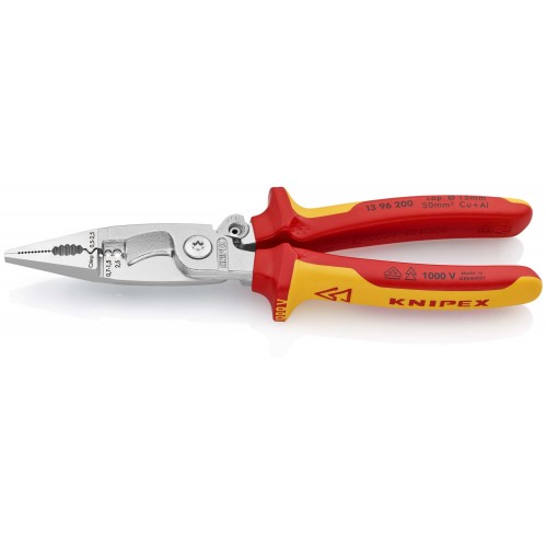 Knipex Alicate multifunción para instaladores con mangos bicomponentes aislados 200 mm