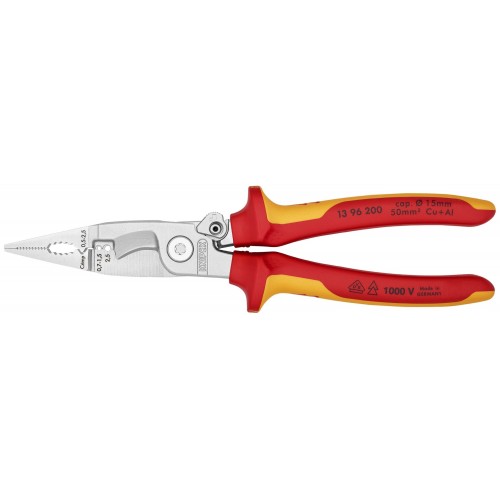 Knipex Alicate multifunción para instaladores con mangos bicomponentes aislados 200 mm