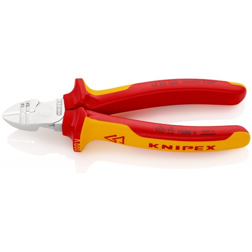 Knipex Alicate de corte diagonal con pelacables con mangos bicomponentes aislados 160 mm