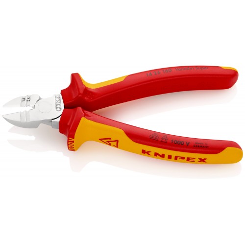 Knipex Alicate de corte diagonal con pelacables con mangos bicomponentes aislados 160 mm
