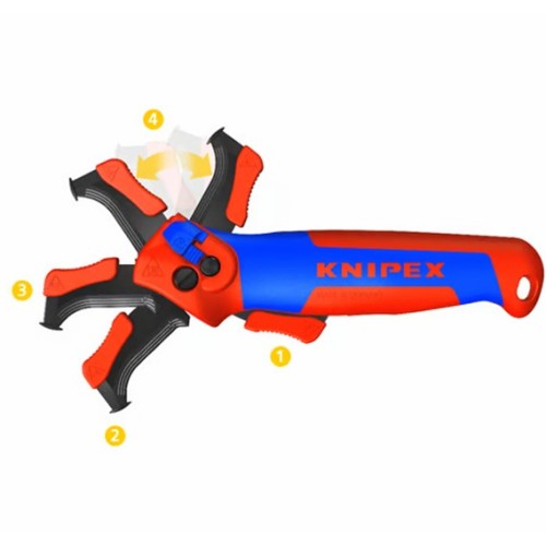 Knipex Pelacables con carraca y guía deslizamiento