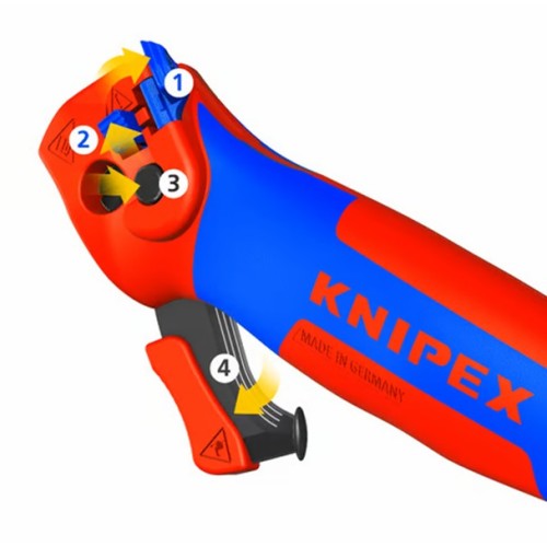 Knipex Pelacables con carraca y guía deslizamiento