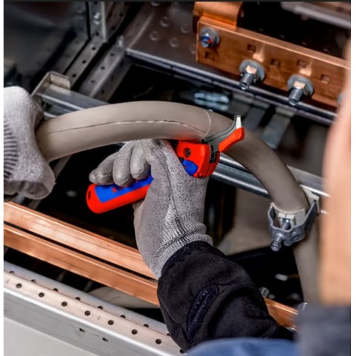 Knipex Pelacables con carraca y guía deslizamiento