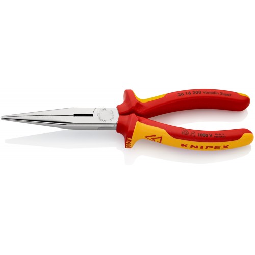 Knipex Alicate de montaje boca cigüeña (boca recta) con mangos bicomponentes aislados 200 mm