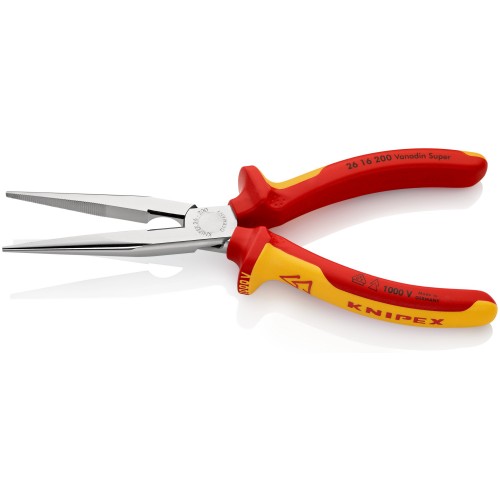 Knipex Alicate de montaje boca cigüeña (boca recta) con mangos bicomponentes aislados 200 mm