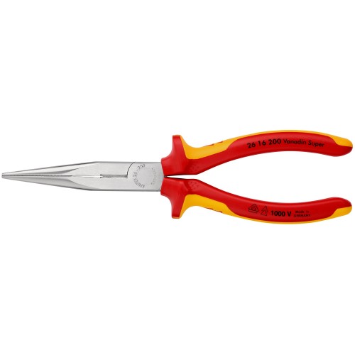 Knipex Alicate de montaje boca cigüeña (boca recta) con mangos bicomponentes aislados 200 mm