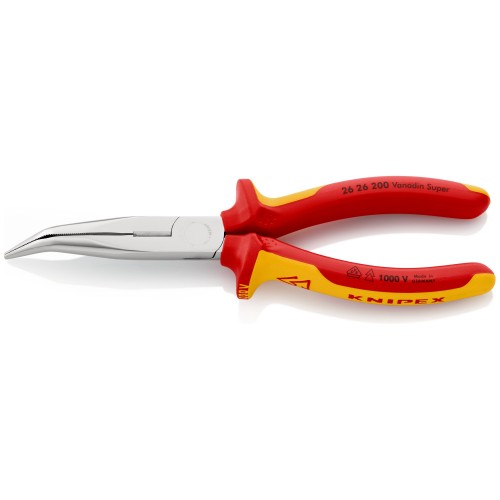 Knipex Alicate de montaje boca cigüeña (boca en ángulo 40º) con mangos bicomponentes aislados 200 mm