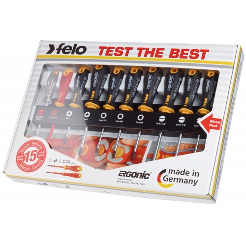 Felo Juego de destornilladores ERGONIC XL Rack 10-pcs. SL/PH/TORX®