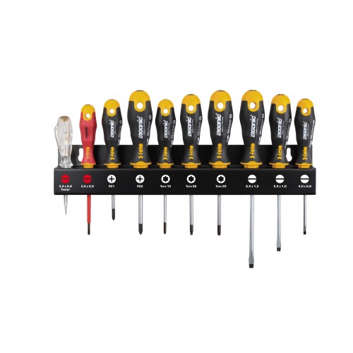 Felo Juego de destornilladores ERGONIC XL Rack 10-pcs. SL/PZ/TORX®