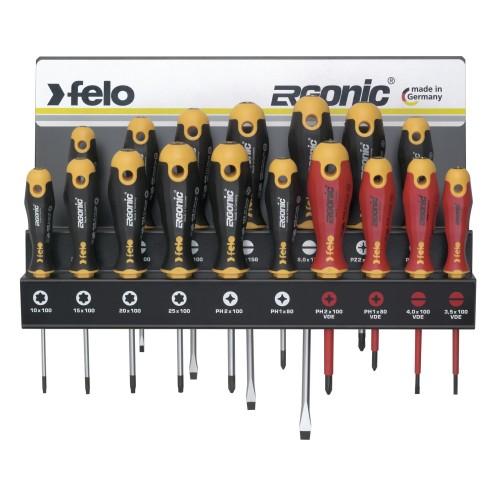 Felo Juego de destornilladores ERGONIC XXL Rack 17-pcs. SL/PZ/PH/TORX®