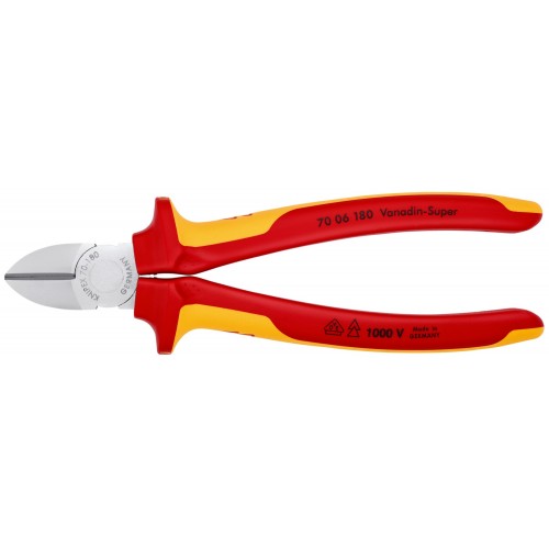 Knipex Alicate de corte diagonal con mangos bicomponentes aislados 180 mm