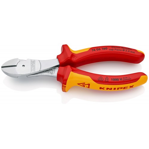 Knipex Alicate de corte diagonal de fuerza con mangos bicomponentes aislados 160 mm