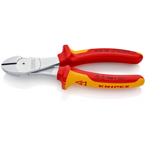 Knipex Alicate de corte diagonal de fuerza con mangos bicomponentes aislados 180 mm