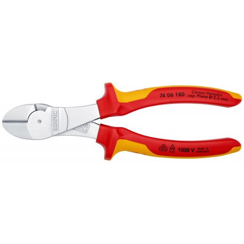 Knipex Alicate de corte diagonal de fuerza con mangos bicomponentes aislados 180 mm