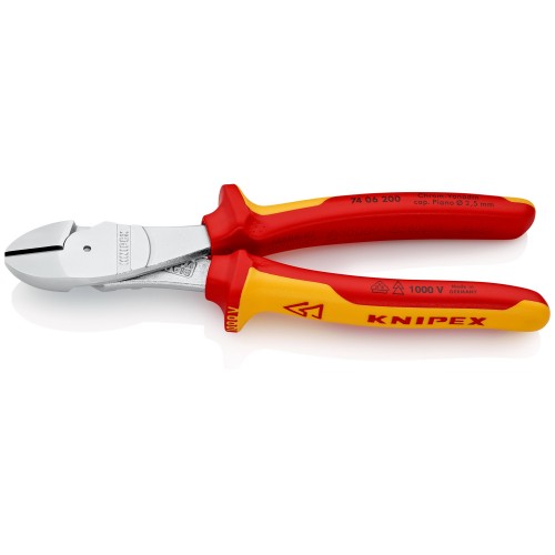 Knipex Alicate de corte diagonal de fuerza con mangos bicomponentes aislados 200 mm