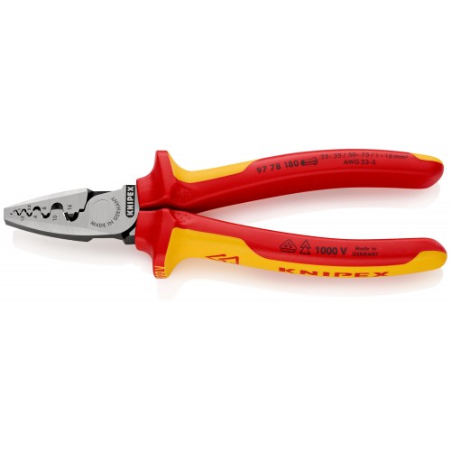 Knipex Alicate aislado VDE para entallar punteras huecas 180 mm