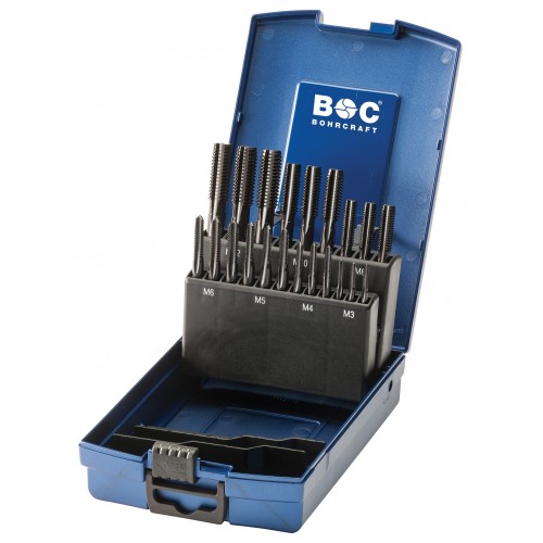 Bohrcraft Jg. machos mano DIN 352 INOX HSS-E, caja ABS GE12-K // M3-M12 /21uds.