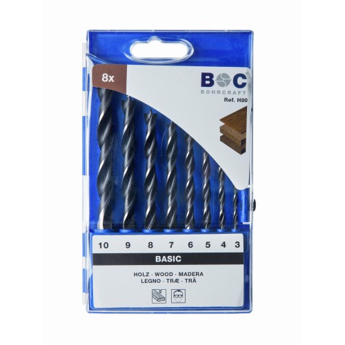 Bohrcraft Jg. brocas para madera H80 // 3 - 10 x 1,0 / 8-uds.