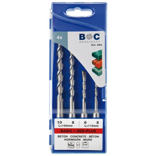 Bohrcraft Jg. brocas para martillo SDS-plus, caja plástico // 5/6x110+8/10x160/4-uds.