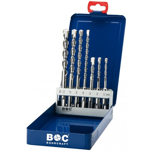 Bohrcraft Jg. brocas para martillo SDS-plus, caja métalica // 5/6/8x110+6/8/10/12x160/7-uds.