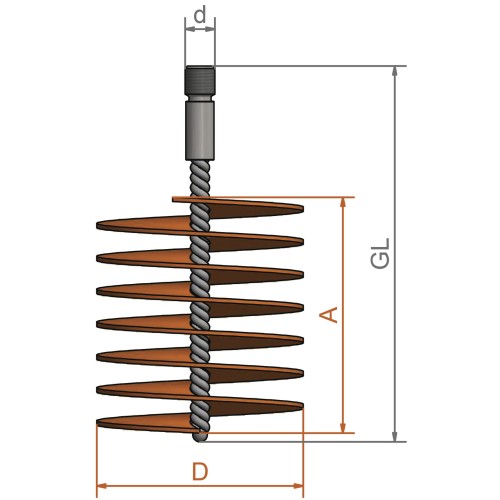 Lessmann Cepillo limpiatubos alambre latón con casquillo roscado 500710