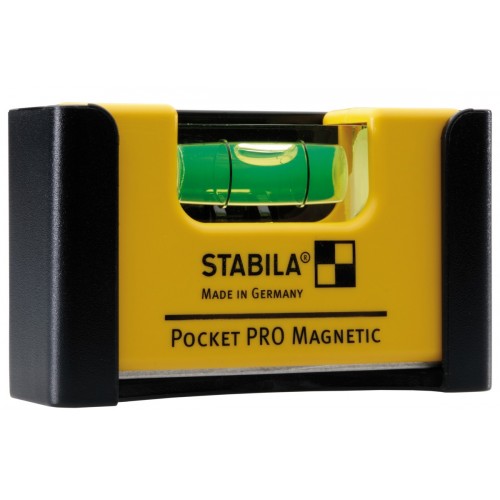 Stabila Nivel de burbuja Pocket PRO Magnetic, 7 cm, con clip para cinturón