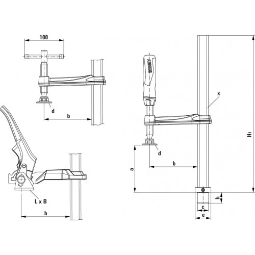 Bessey Mordaza para bancos y mesas de soldadura TW16-20-10-2K