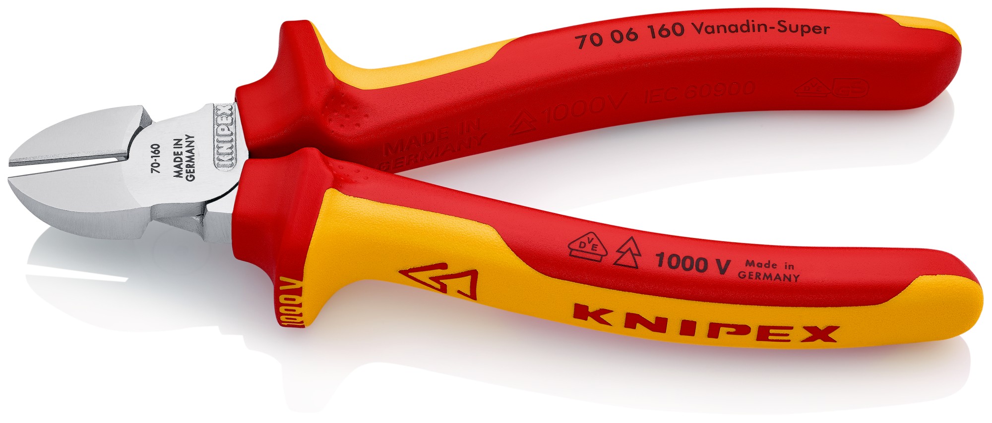 Knipex Alicate de corte diagonal con mangos bicomponentes aislados 160 mm