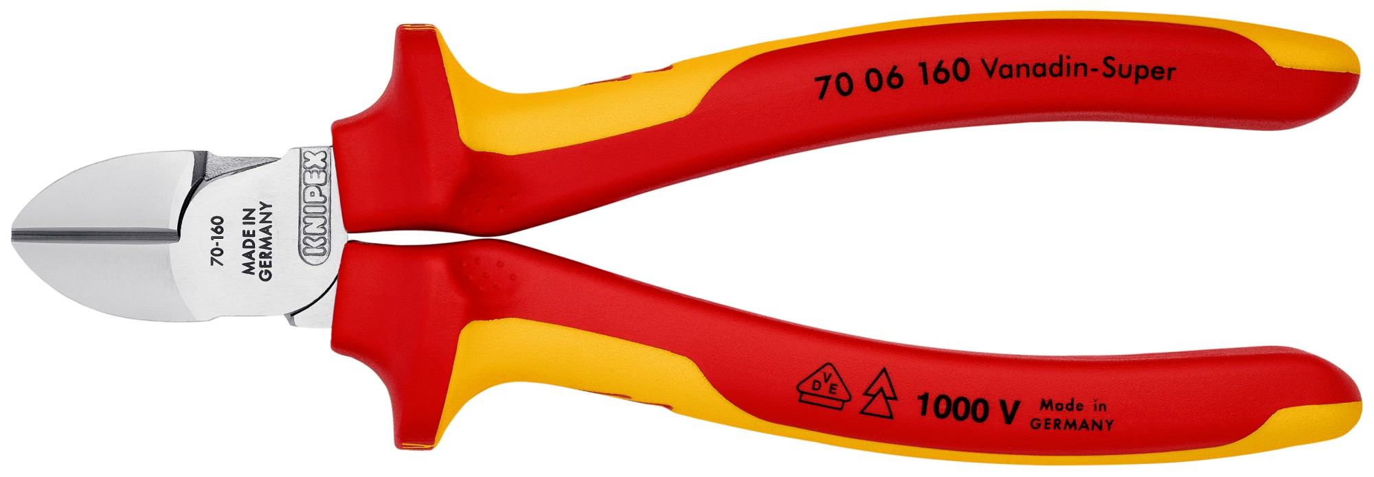 Knipex Alicate de corte diagonal con mangos bicomponentes aislados 160 mm