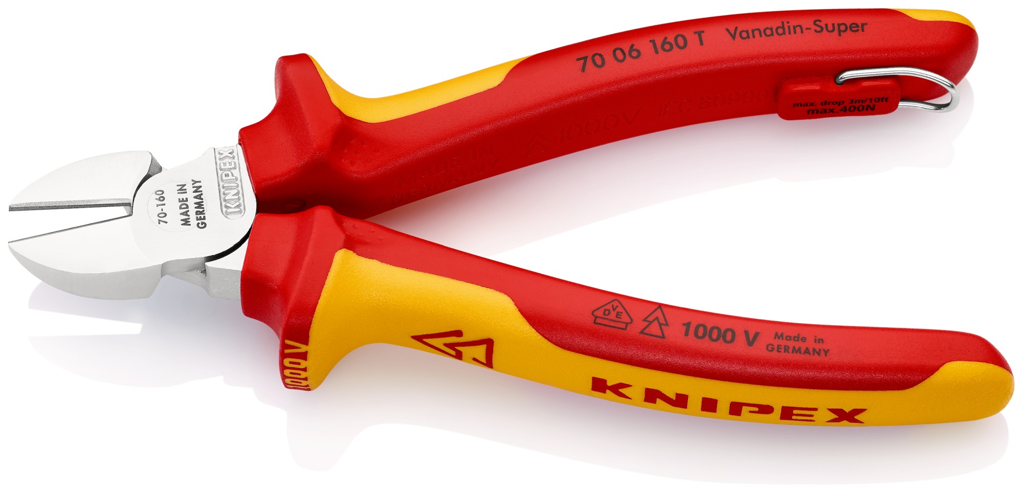 Knipex Alicate de corte diagonal aislados anticaída 160 mm