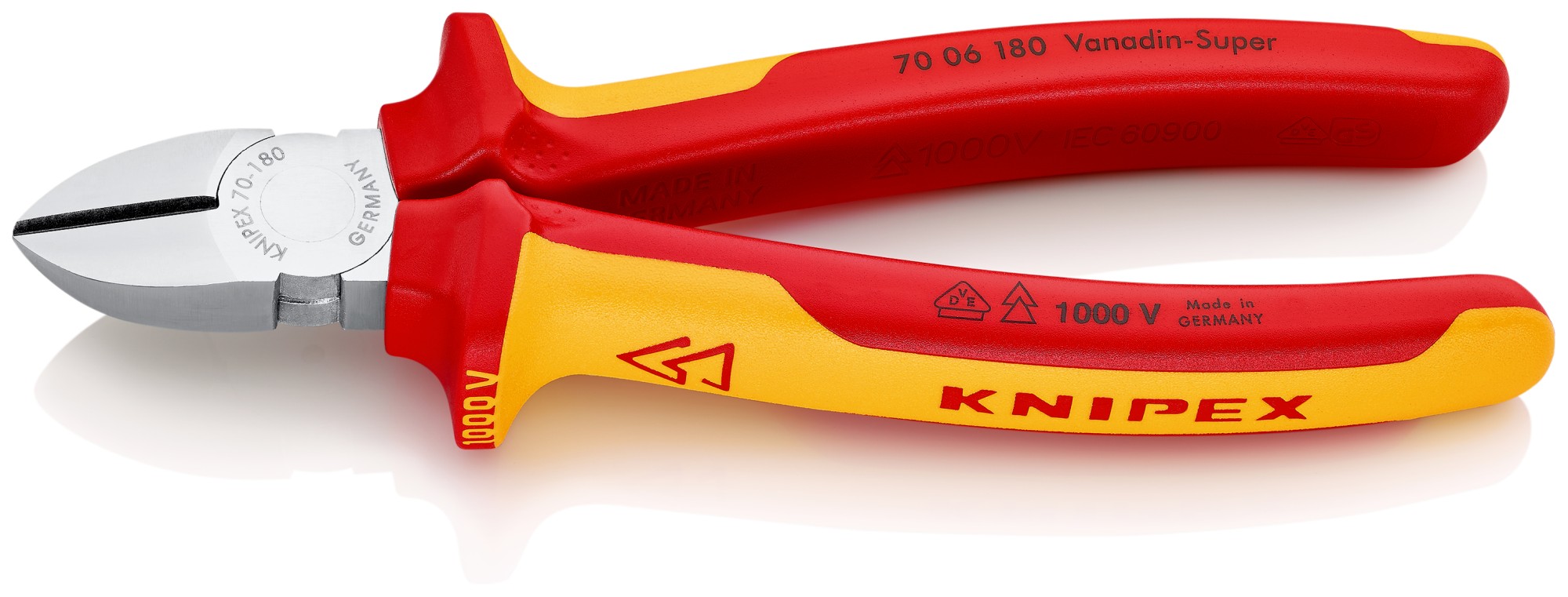 Knipex Alicate de corte diagonal con mangos bicomponentes aislados 180 mm