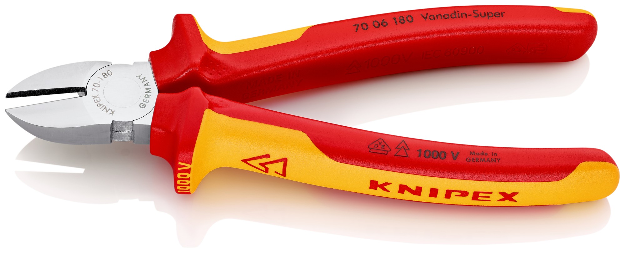Knipex Alicate de corte diagonal con mangos bicomponentes aislados 180 mm