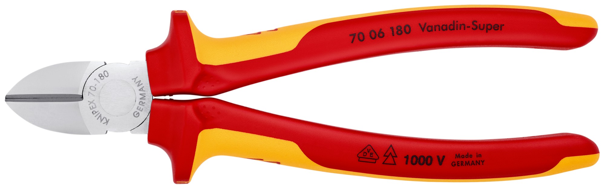 Knipex Alicate de corte diagonal con mangos bicomponentes aislados 180 mm