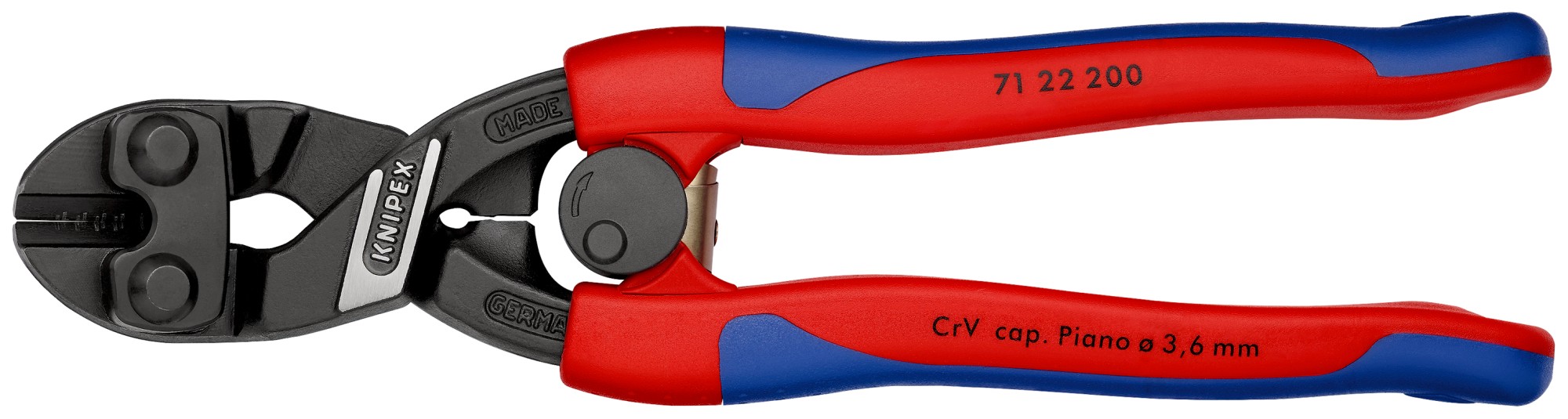 Knipex Cortante articulado Cobolt® con muelle (bocas a 20º) - con mangos bicomponentes 200 mm