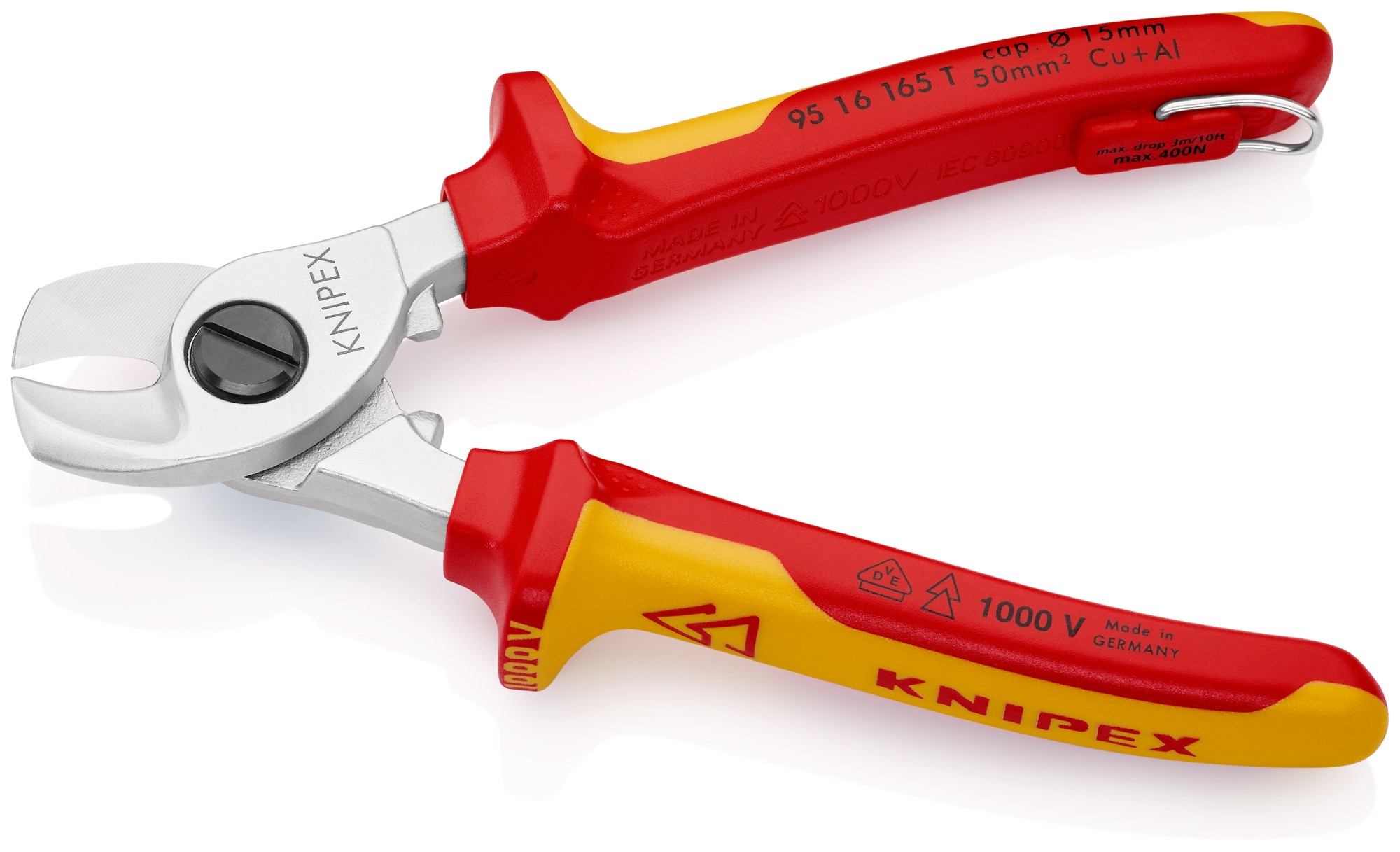 Knipex Alicate cortacables aislado anticaída 165 mm