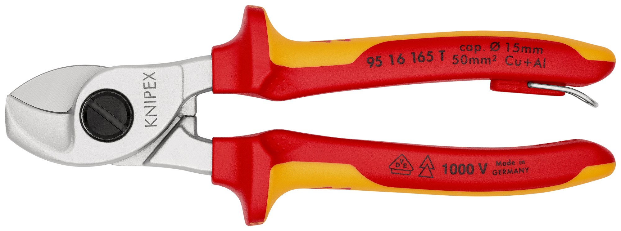 Knipex Alicate cortacables aislado anticaída 165 mm